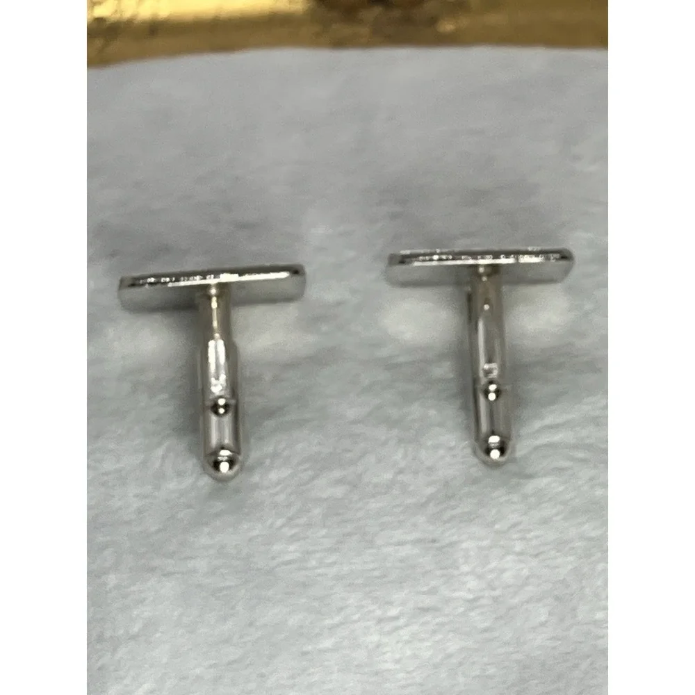 Vtg Silver‎ Tone Cufflinks Ornate Monogram Engrave Ready Old Money Estate MCM